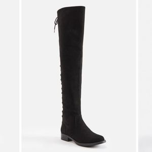 Arnella Corset Back Thigh High Boots Wide Calf
